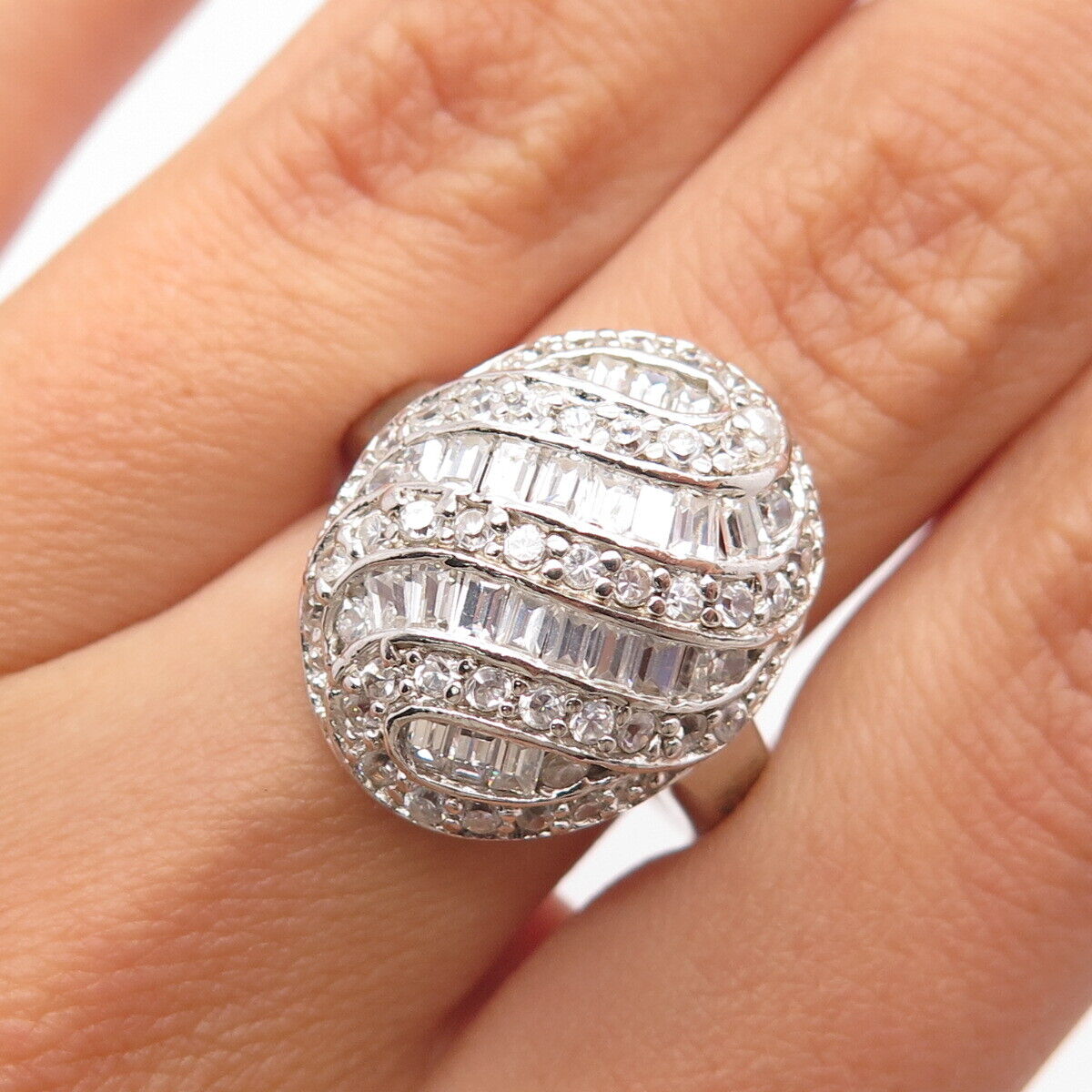 925 Sterling Silver Multi-C Z Ring Size 6.25