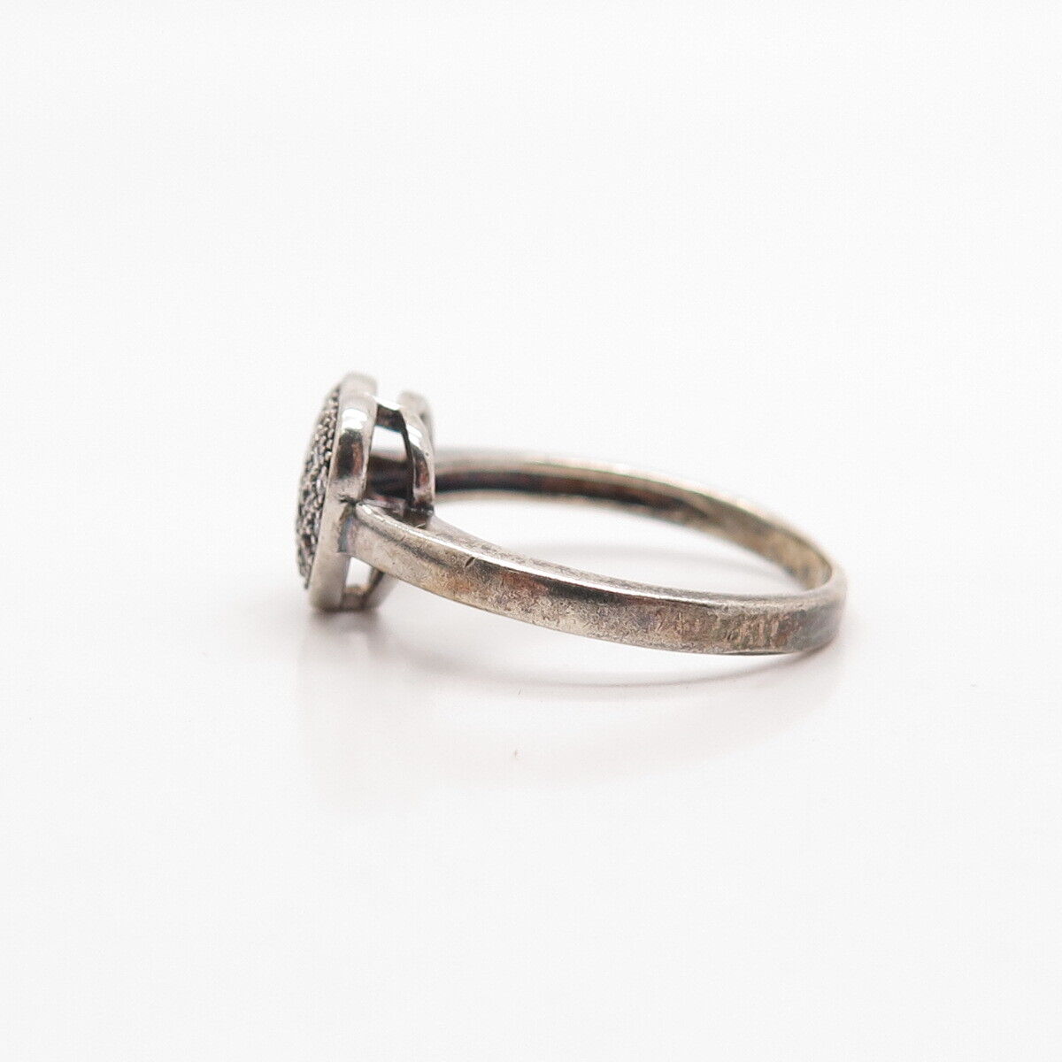 925 Sterling Silver Pave C Z Heart Ring Size 5.75