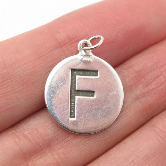 925 Sterling Silver Letter "F" Initial Charm Pendant