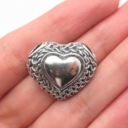 925 Sterling Silver Vintage Braided Heart Slide Pendant