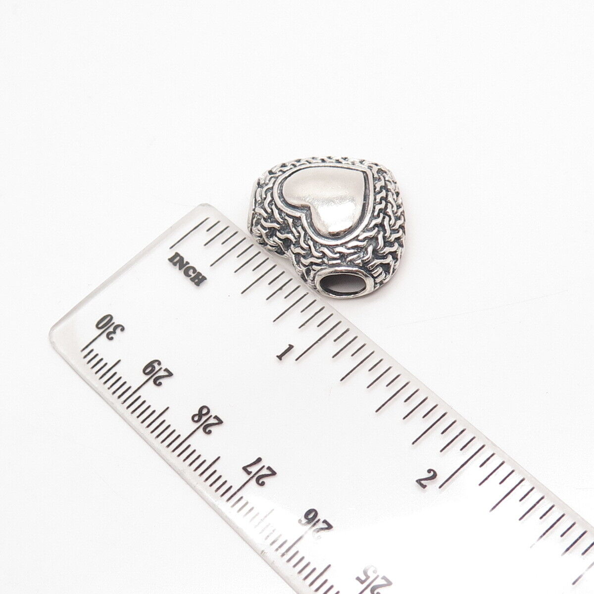 925 Sterling Silver Vintage Braided Heart Slide Pendant