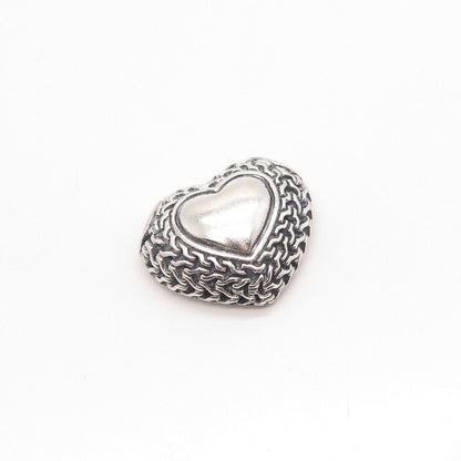 925 Sterling Silver Vintage Braided Heart Slide Pendant