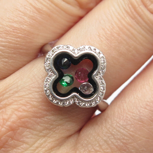 925 Sterling Silver Multi-C Z Cross Ring Size 7.25