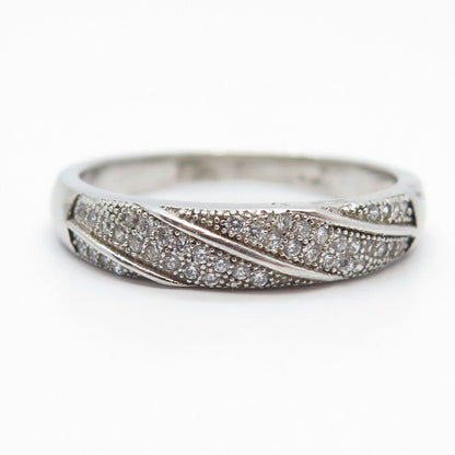 925 Sterling Silver Pave C Z Ring Size 11.25