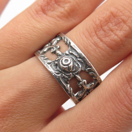 835 Silver Vintage ALBO Ornate Band Ring Size 9.5