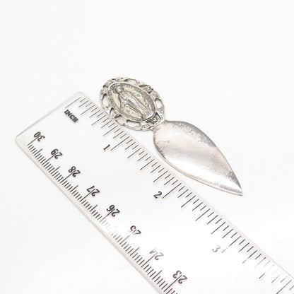 925 Sterling Silver Vintage Virgin Mary Religious Bar Slide Pendant