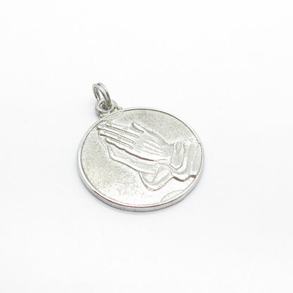 925 Sterling Silver Vintage Hands In Prayer Charm Pendant