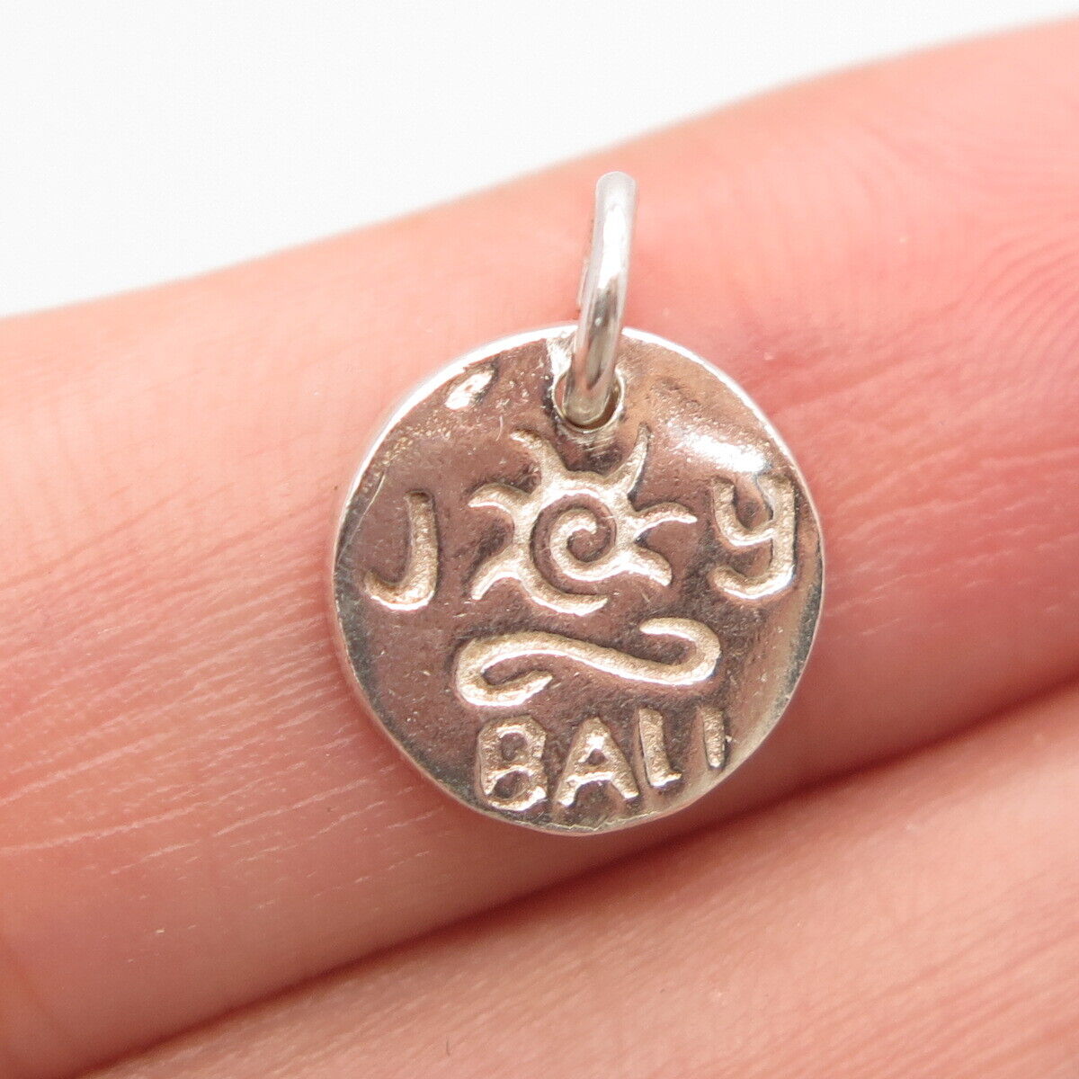 900 Silver Vintage "Joy Bali" Round Charm Pendant