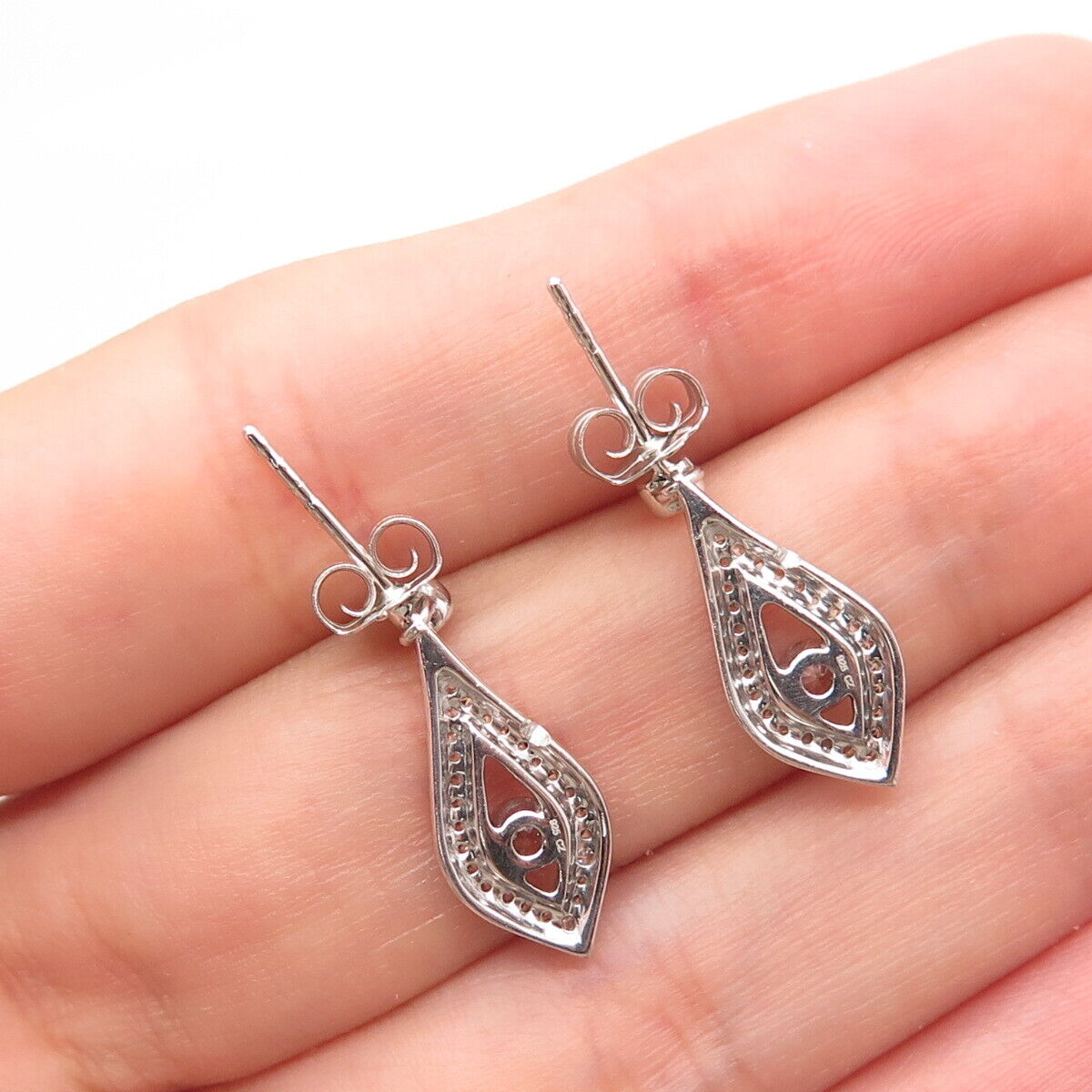 925 Sterling Silver C Z Eye Dangling Earrings