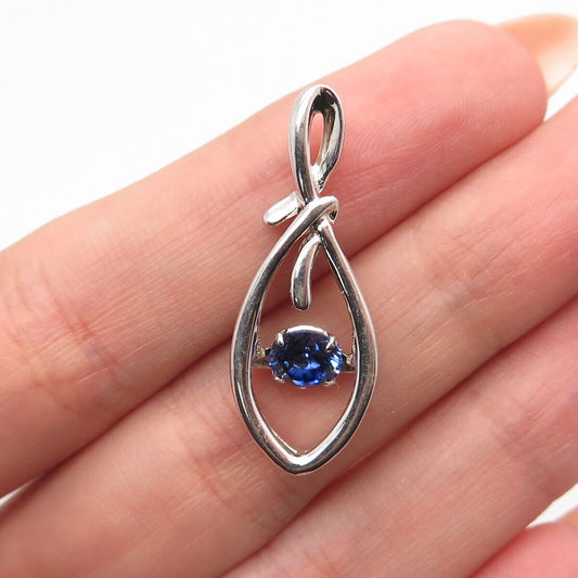 925 Sterling Silver Lab-Created Sapphire Gem Pendant