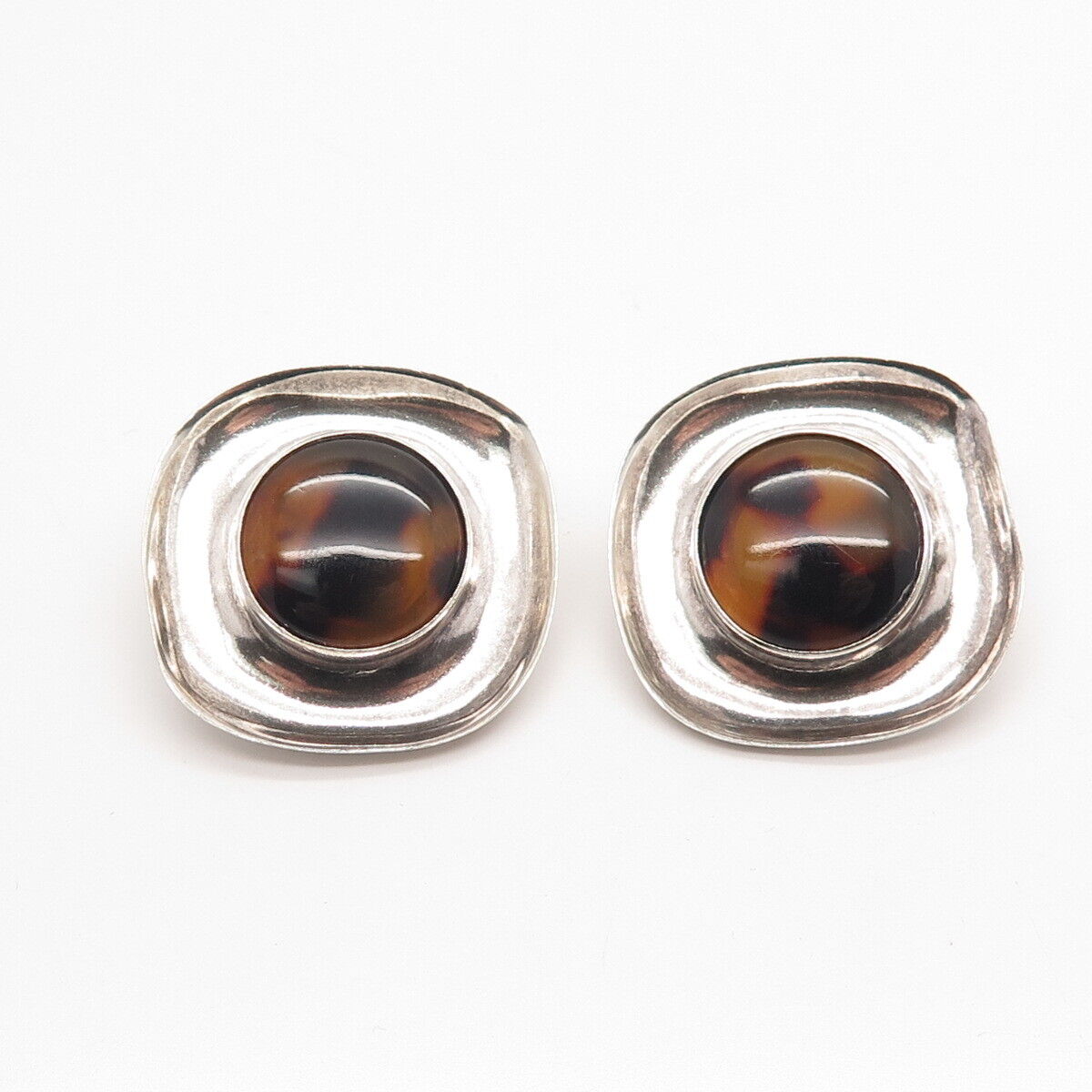 925 Sterling Silver Vintage Real Shell Clip On Earrings