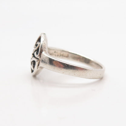 925 Sterling Silver Vintage Round Triquetra Celtic Ring Size 9
