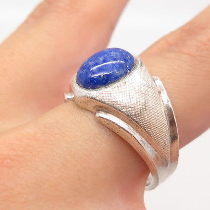 925 Sterling Silver Vintage Sarah Coventry Lapis Lazuli Gemstone Ring Size 8.75