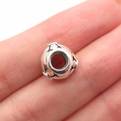 925 Sterling Silver Real Aquamarine Gem Snowflake Small Bead Charm