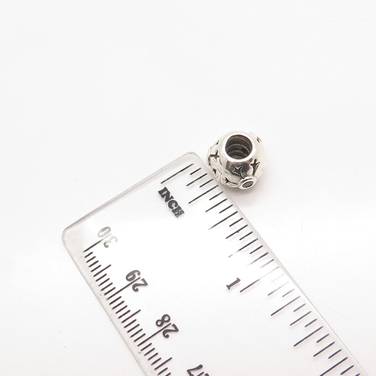 925 Sterling Silver Real Aquamarine Gem Snowflake Small Bead Charm