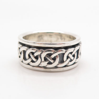 925 Sterling Silver Vintage Celtic Rotating Band Ring 8