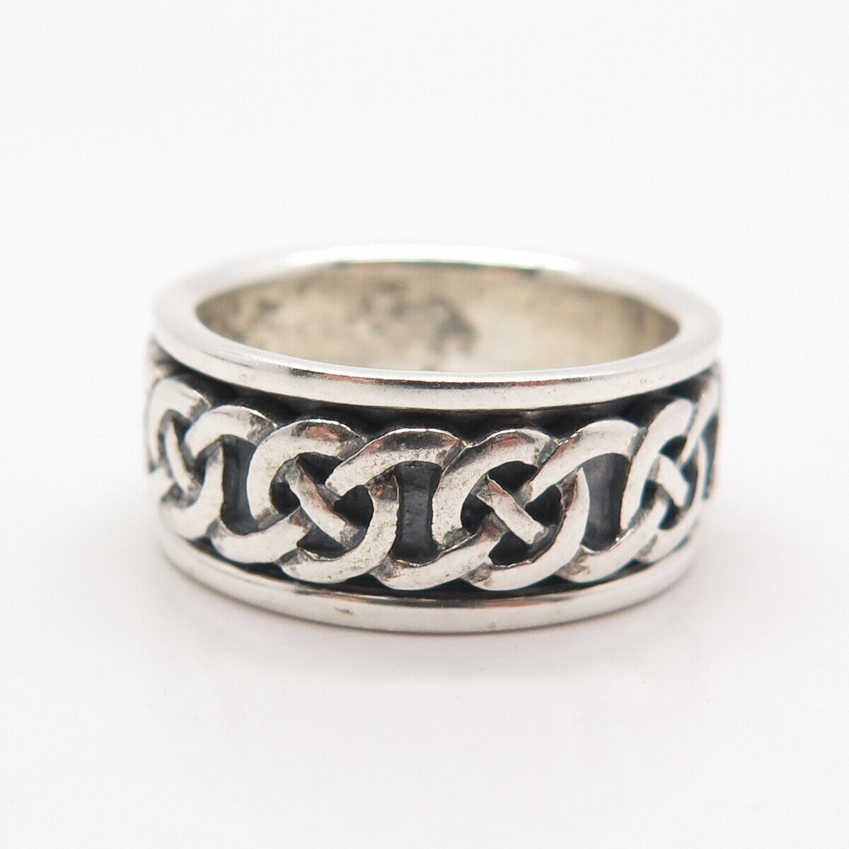 925 Sterling Silver Vintage Celtic Rotating Band Ring 8