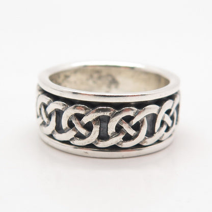 925 Sterling Silver Vintage Celtic Rotating Band Ring 8