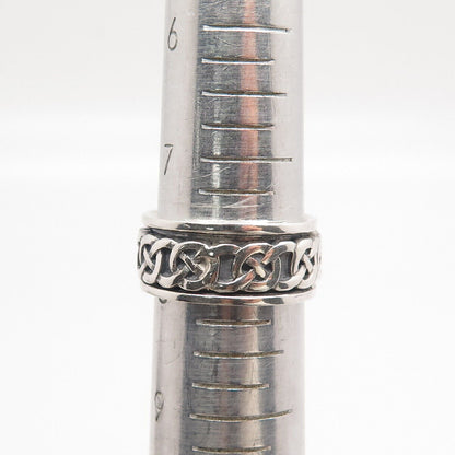 925 Sterling Silver Vintage Celtic Rotating Band Ring 8