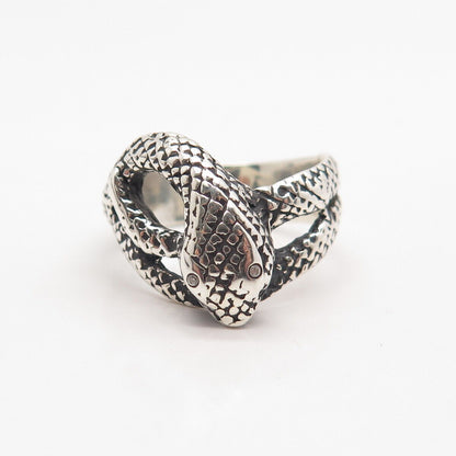 925 Sterling Silver Vintage C Z Snake Wrapped Ring Size 8.75