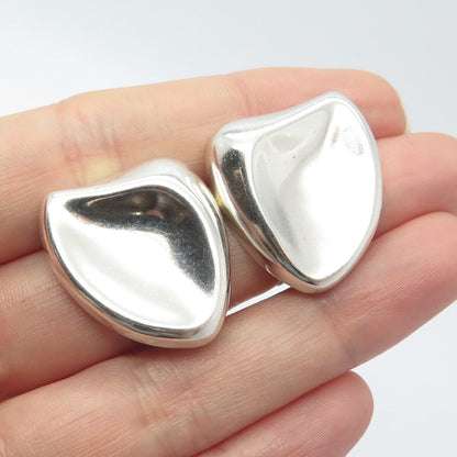 925 Sterling Silver Vintage Mexico Modernist Clip On Earrings