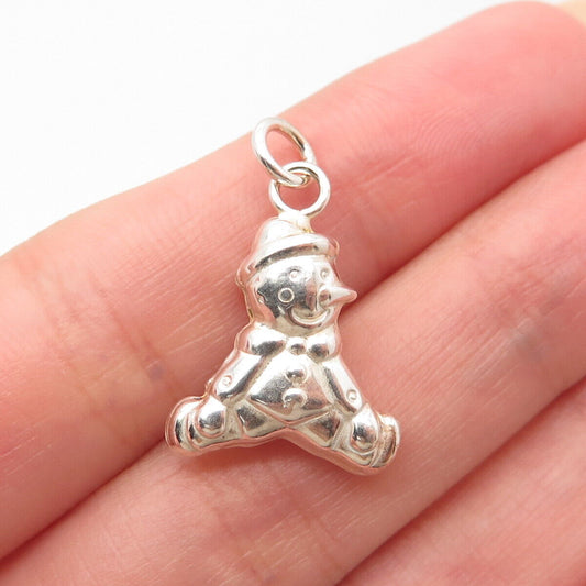 925 Sterling Silver Vintage Snowman Charm Pendant