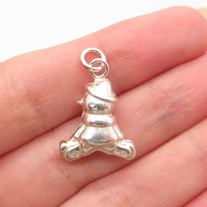 925 Sterling Silver Vintage Snowman Charm Pendant