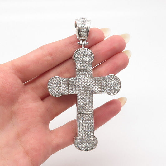 925 Sterling Silver Pave C Z Cross Pendant