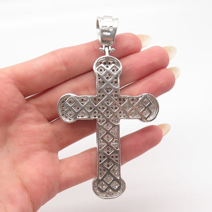 925 Sterling Silver Pave C Z Cross Pendant