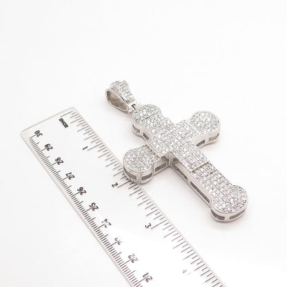 925 Sterling Silver Pave C Z Cross Pendant