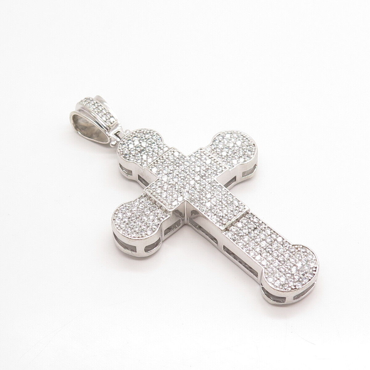 925 Sterling Silver Pave C Z Cross Pendant
