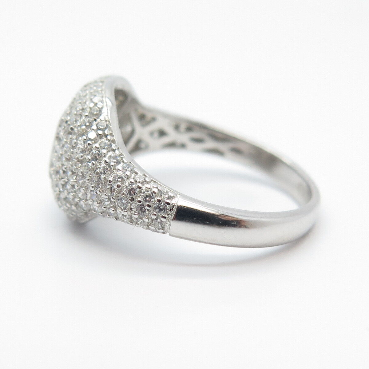 925 Sterling Silver Princess-Cut C Z Granulated Ring Size 7