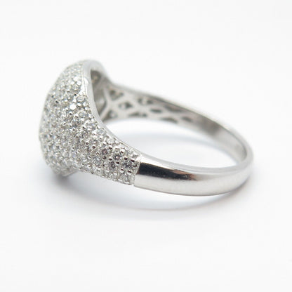 925 Sterling Silver Princess-Cut C Z Granulated Ring Size 7