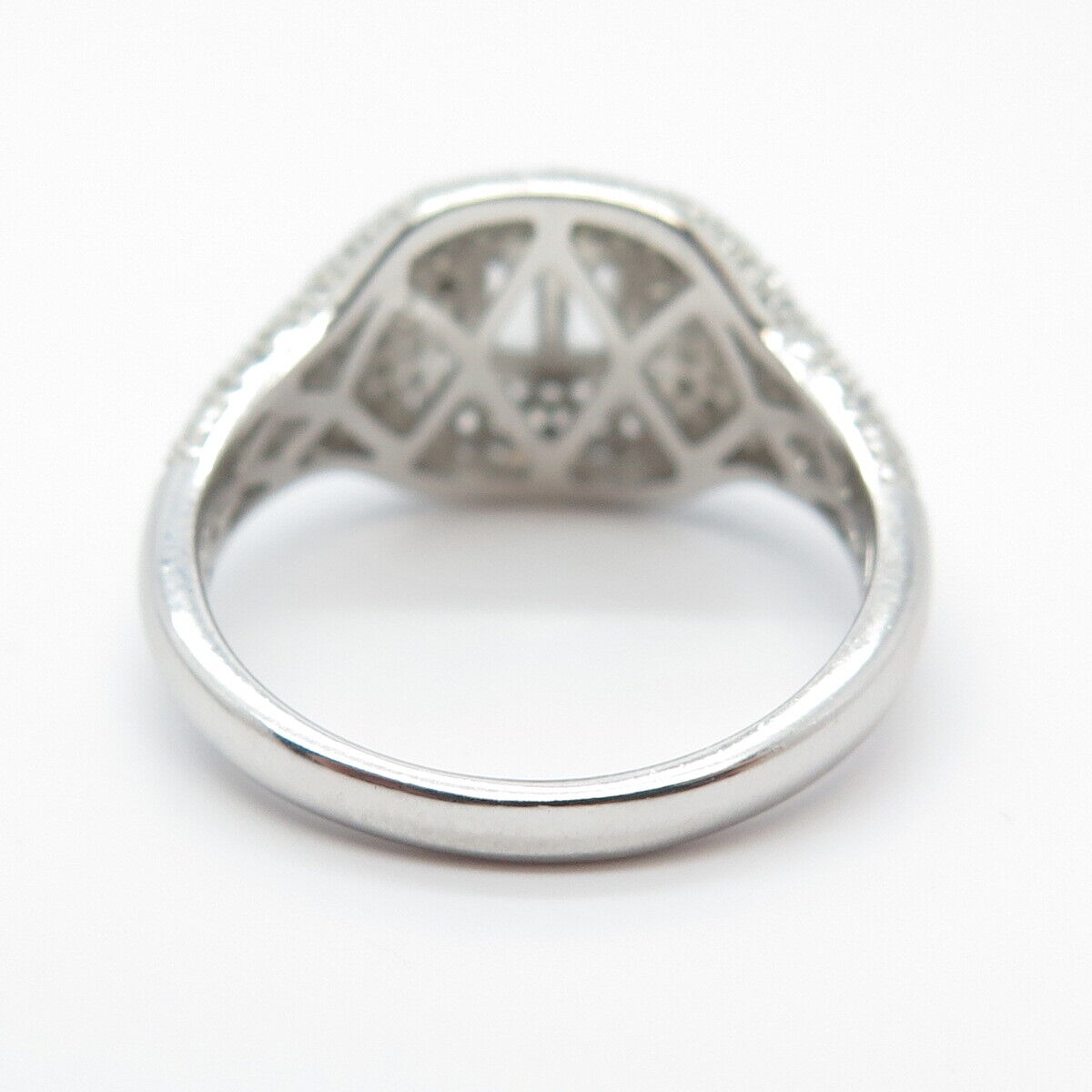 925 Sterling Silver Princess-Cut C Z Granulated Ring Size 7