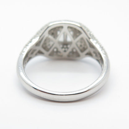 925 Sterling Silver Princess-Cut C Z Granulated Ring Size 7