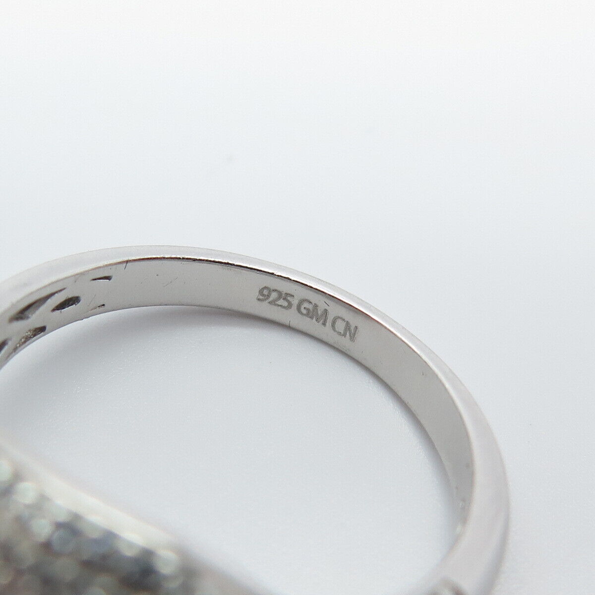 925 Sterling Silver Princess-Cut C Z Granulated Ring Size 7