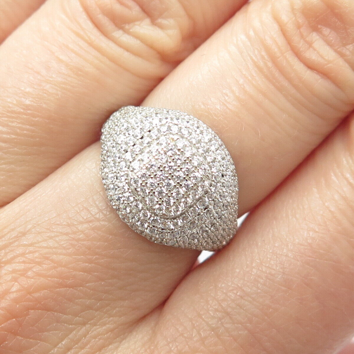 925 Sterling Silver Pave C Z Ring Size 6