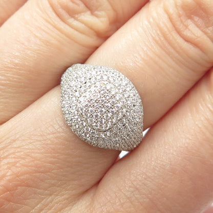 925 Sterling Silver Pave C Z Ring Size 6