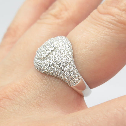 925 Sterling Silver Pave C Z Ring Size 6