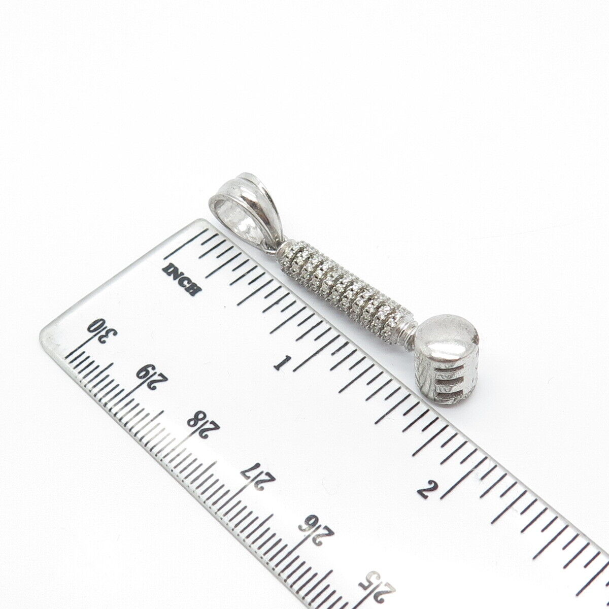 925 Sterling Silver BSI C Z Bar Pendant