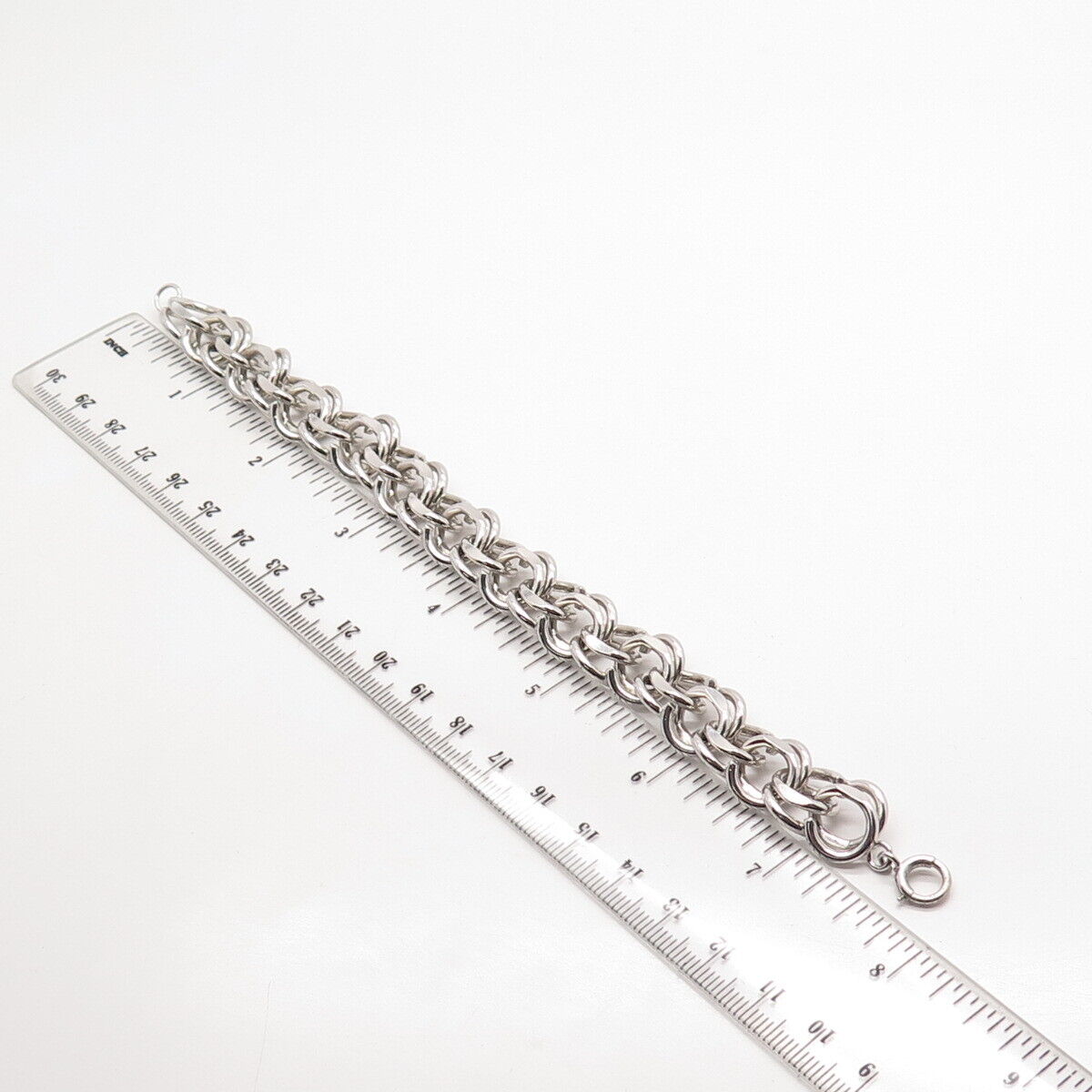 925 Sterling Silver Antique Double Round Link Bracelet 7"