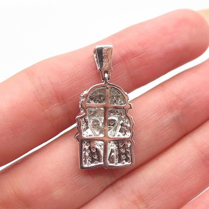 925 Sterling Silver REL Pave C Z Jesus Religious Pendant