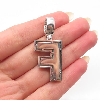 925 Sterling Silver BSI C Z Letter “F” Initial Pendant