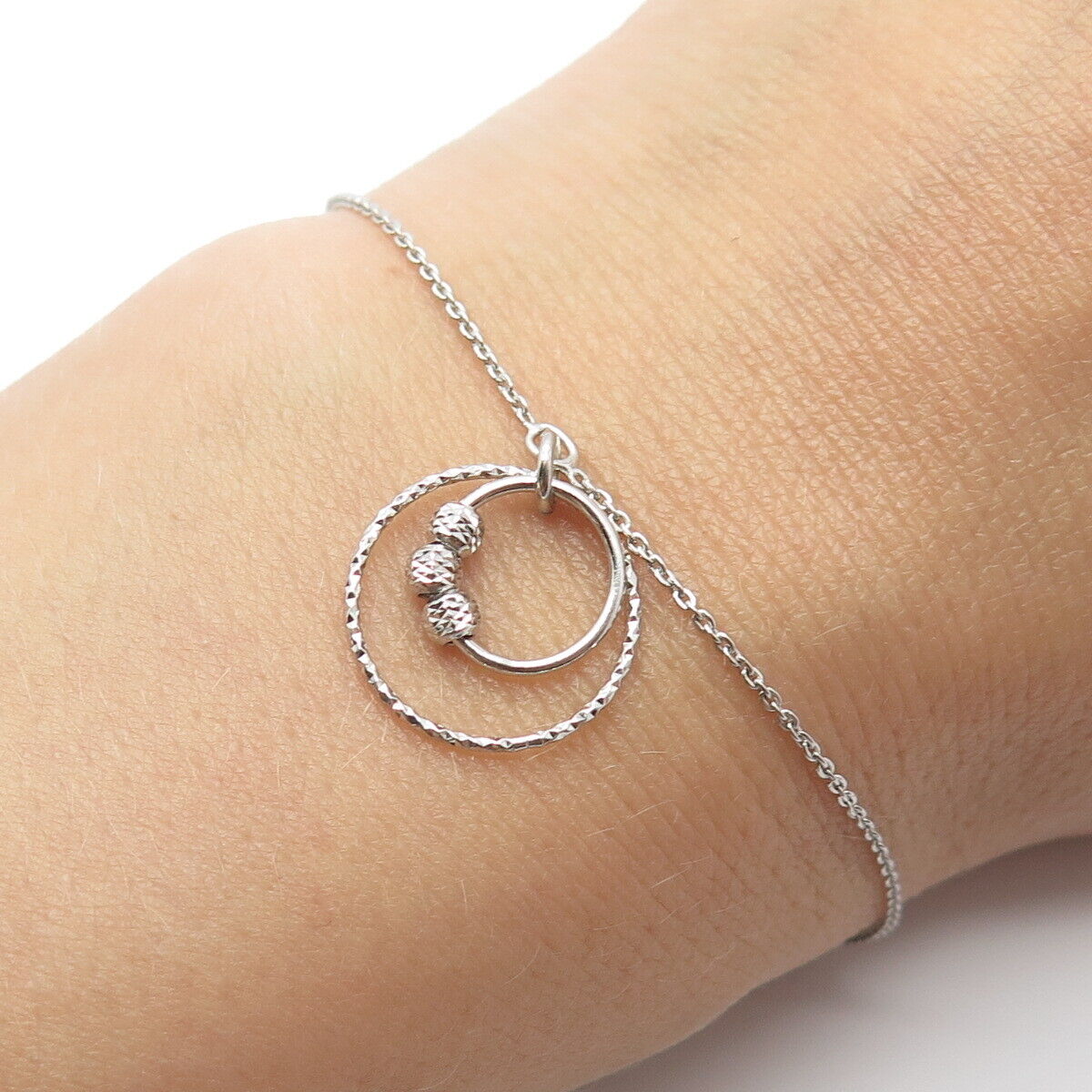 925 Sterling Silver Italy Circle Rolo Link Bracelet 7.25"