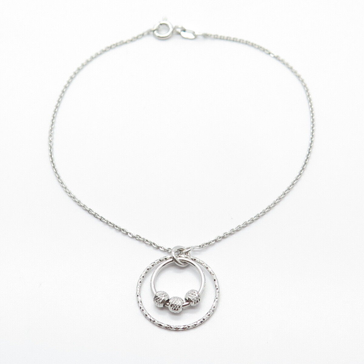 925 Sterling Silver Italy Circle Rolo Link Bracelet 7.25"