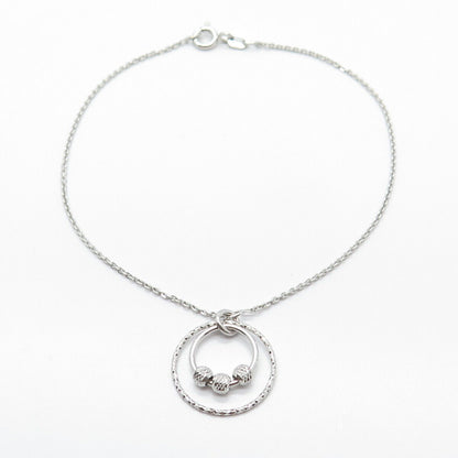 925 Sterling Silver Italy Circle Rolo Link Bracelet 7.25"