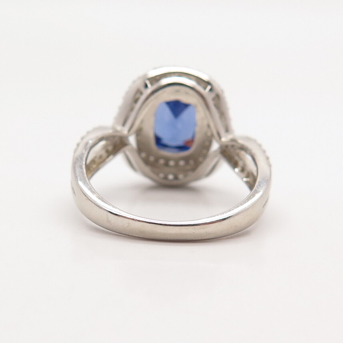 925 Sterling Silver White & Blue C Z Ring Size 8