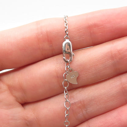 925 Sterling Silver Prizm C Z Skull Charm Cable Link Bracelet 8.5"