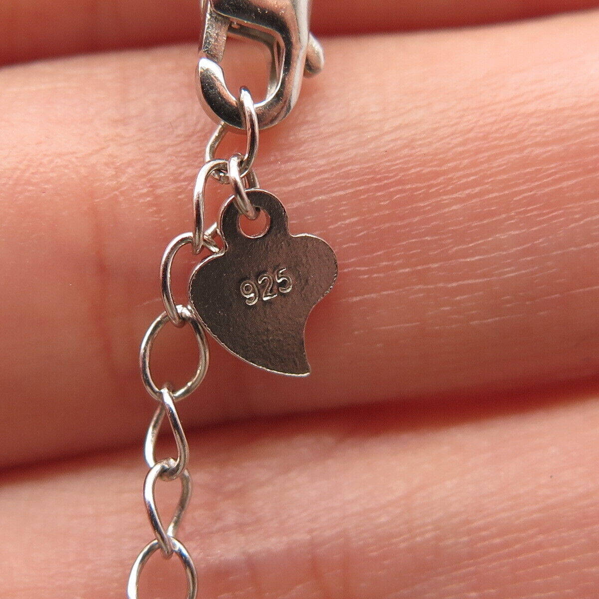 925 Sterling Silver Prizm C Z Skull Charm Cable Link Bracelet 8.5"