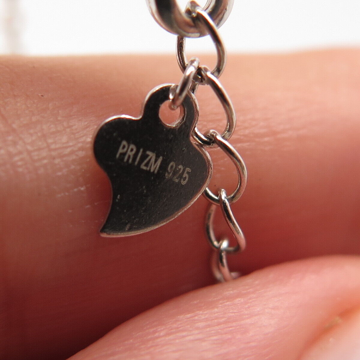 925 Sterling Silver Prizm C Z Skull Charm Cable Link Bracelet 8.5"